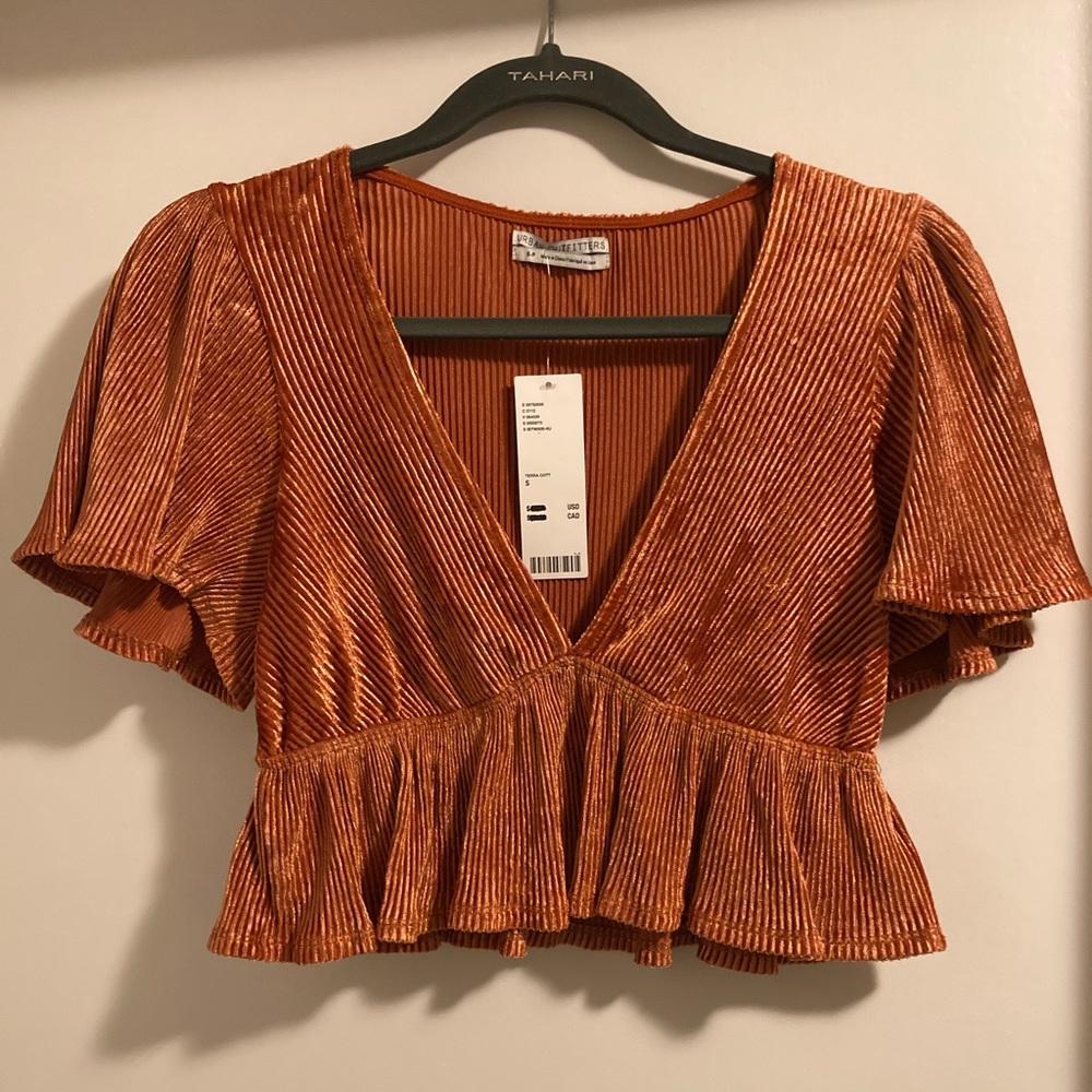 Urban Outfitters Orange Jewel Tone Peplum Crop